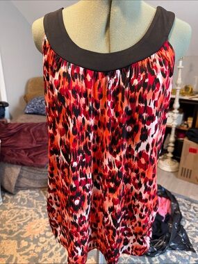 new directions Red and Black Animal Print Sleeveless Tunic
